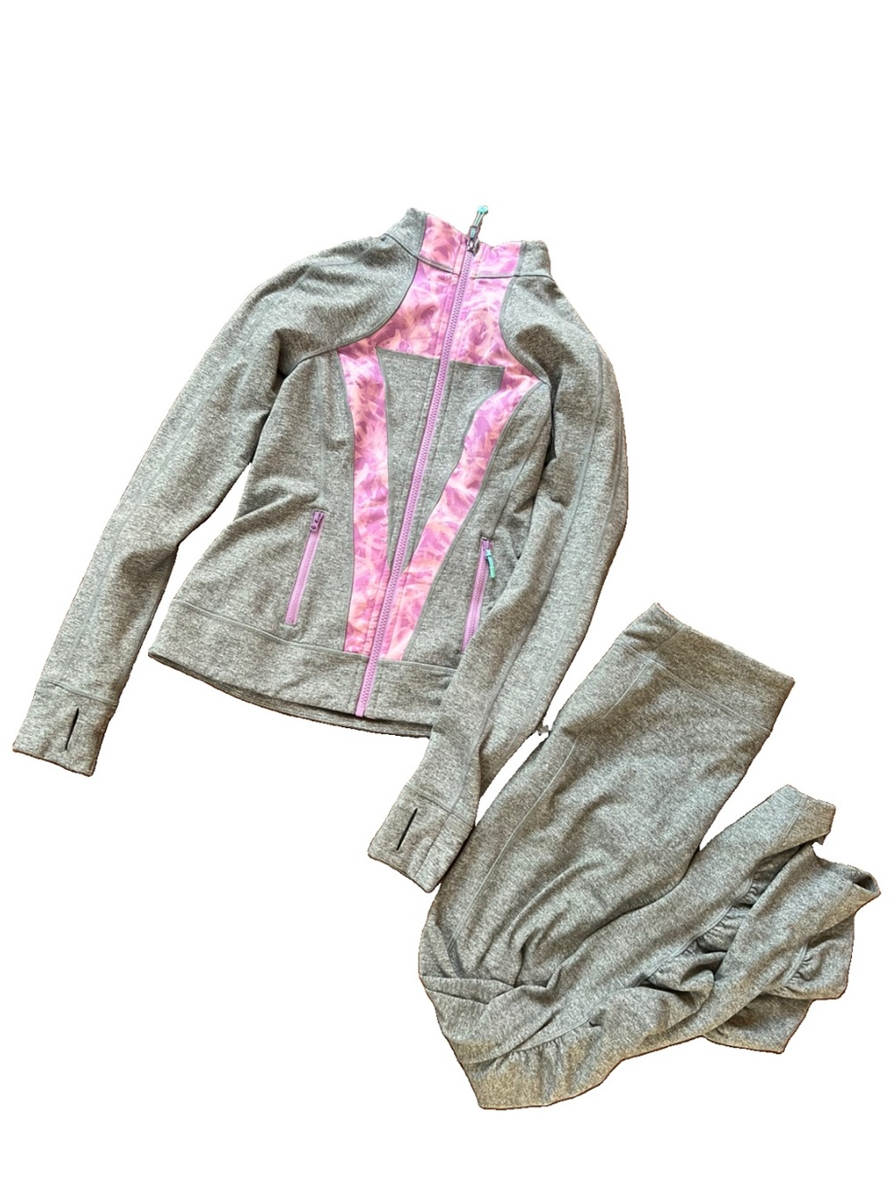 Ivivva kids grey leggings and jacket set size 14